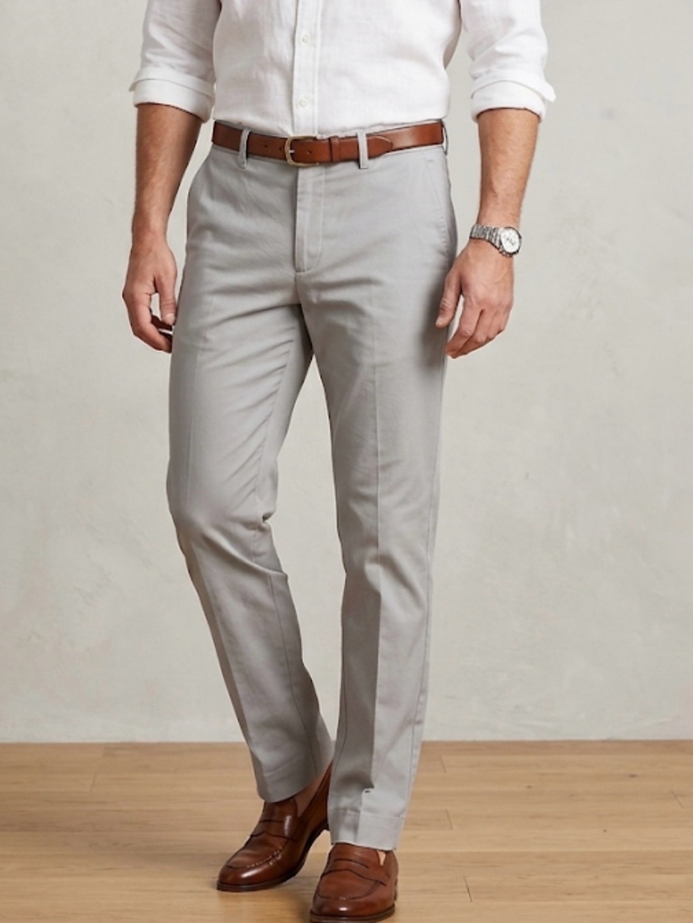 Light Gray Men's Chinos - Modern Tailored Fit